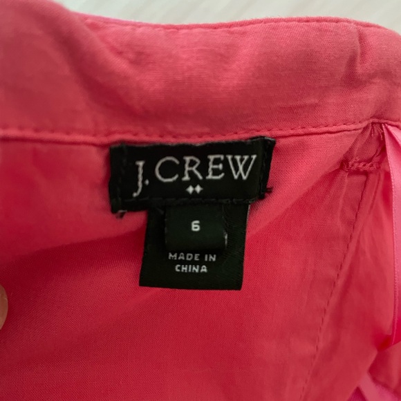 J. Crew Flamenca Neon Hot Pink Strapless Ruffle Cocktail Dress Cotton Sz 6 - Picture 13 of 16
